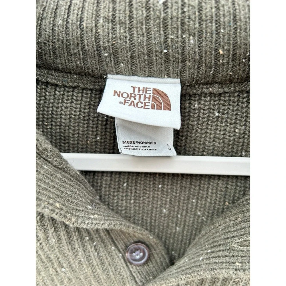 The North Face Men's Large Crestview Button Wool Blend Sweater Long Sleeve Olive